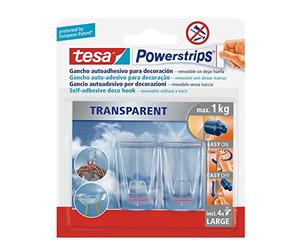 Tesa 58813-00002-00-2 ganci trasparenti confezione da 4 strisce powerstrip xl trasparente