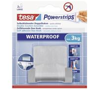 Tesa 59710-00000-01 Powerstrips Waterproof Zoom Doppio Gancio Adesivo, Metallo