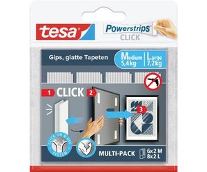 tesa 77723-00020-00 Powerstrips CLICK 6x 2 Medium, 8x 2 Large Contenuto: 14 Pai