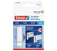 Tesa Strisce Adesive per Piastrelle e Metallo 3 kg - Strisce Biadesive per Superfici Lisce e Solide - Peso fino a 3 kg per Striscia - Confezione da 6 Strisce Adesive