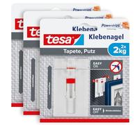 tesa 77777 Chiodi Adesivi Regolabili per Carta da Parati e Intonaco, Bianco, 6x 2,0kg