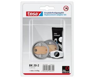 tesa Adattatore Power.Kit BK20-2 - Per tesa EKKRO, LUUP, KLAAM e SMOOZ | Set di Ricambi Autoadesivi - 2 Anelli in Zama, Diametro 41 mm, Altezza 8 mm - Soluzione Adesiva Inclusa
