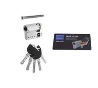 Tesa Assa Abloy, MK153010N, Cilindro ad alta sicurezza, TK100, doppia imbragatura, leva taglia, chiave - Chiave, nichelato, 30 x 10 mm
