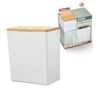 Tesa Baboo Organizer per Bagno L, Con Coperchio in Bambù, Bianco Opaco - Montaggio a parete senza foratura con strisce adesive Waterproof XL - 182 mm x 210 mm x 102 mm