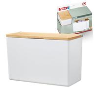 Tesa Baboo Organizer per Bagno XL, Con Coperchio in Bambù, Bianco Opaco - Montaggio a parete senza foratura con strisce adesive Waterproof XL - 242 mm x 160 mm x 102 mm