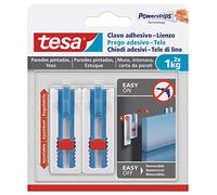 Tesa Chiodi Adesivi per Carta da Parati e Intonaco - Reglabile Orizzontale/Vertticale - Autoadesivo - per Quadri e Telai - Forza fino a 1 kg per Chiodo - Zero Residui