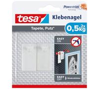 tesa Chiodo Adesivo da 0,5kg per Carta da Parati ed Intonaco, Bianco, Set di 2 Pezzi