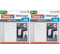 tesa Chiodo Adesivo da 2kg per Carta da Parati ed Intonaco, Bianco, Set di 4 Pezzi