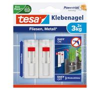Tesa Chiodo Adesivo per Quadri - Piastrelle e Metallo - Altezza Reglabile - Chiodo Autoadesivo - per Quadri e Telai - Forza fino a 3 kg per Chiodo - Non Lascia Tracce