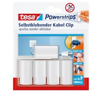 tesa Clip per Cavi Powerstrips - Confezione da 5 Clip - Bianco | Supporto Autoadesivo per il Fissaggio dei Cavi - Organizzazione dei Cavi senza Forature - Bianco