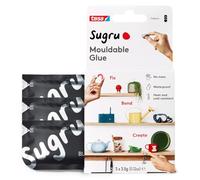 tesa Colla Modellabile Multiuso Sugru - Nera - 3 x 3,5 g | Pasta Adesiva Versatile per Decorare, Incollare, Riparare, Fissare Senza Trapano e Applicazioni Creative Fai-da-te