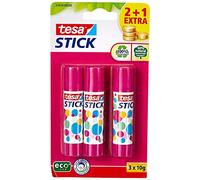 tesa Colla Stick Promo, Colla Attacca e Stacca per Carta e Cartone, Senza Solventi ed Ecologica, 3 x 10 g, Pink