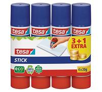 Tesa Colla Stick Promo - Colla Attacca e Stacca per Carta e Cartone - senza Solventi Ed Ecologica - 4 x 20 g