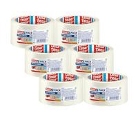 Tesa Confezione da 6 pezzi Solid & Strong - Nastro avvolgente silenzioso - Nastro per la chiusura sicura dei pacchi - 6 rotoli da 66 m x 50 mm - trasparente