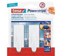 Tesa - Coppia di ganci rettangolari"Powerstrips", grandi, con strisce adesive ri