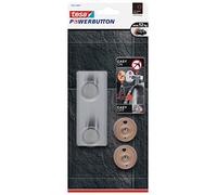 tesa Doppio Gancio Powerbutton Classic - Tenuta: 12 Kg | Gancio Metallico Doppio Autoadesivo per Cucina e Bagno - Gancio Adesivo Versatile in Acciaio Inossidabile