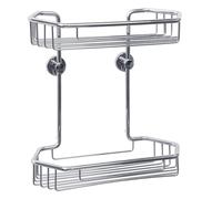 tesa Draad Doppia Mensola per Doccia - Mensola in metallo inox cromato - senza forature - Rimovibile senza tracce - Tenuta fino a 10 kg - 275 mm x 285 mm x 135 mm