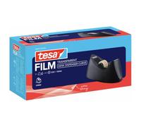 tesa Easy Cut CURVE dispenser da banco - antiscivolo, facile da usare, taglio preciso, incluso 1 rotolo di nastro tesa trasparente da 10m:19mm