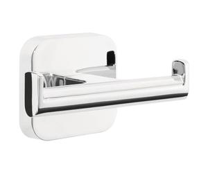 tesa® Elegaant Bathrobe Hook | Set di 2 Ganci da Bagno Da Attaccare al Muro - in Metallo Cromato - con Soluzione Adesiva Inclusa