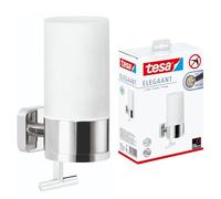 tesa® Elegaant Soap Dispenser | Distributore di Sapone Liquido da Muro - in Vetro Smerigliato e Metallo Cromato - Soluzione Adesiva Inclusa