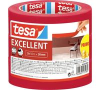 tesa Nastro per Mascherature Excellent - Nastro adesivo da pittura in carta sottile per lavori di verniciatura - Per tutte le tinte, vernici e smalti - Uso interno - 3x 50 m x 30 mm