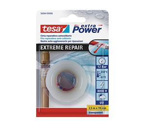 tesa Extra Power Nastro per Riparazioni Estreme - Nastro autoagglomerante per riparazioni di cavi e tubature - Per uso interno ed esterno - Colore: Transparente - 2,5 m x 19 mm