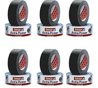 Tesa Extra Power Tape 56389 - Nastro Adesivo Universale in Bianco e Nero, Lunghezza 50 m, Larghezza 50 mm, Confezione da 6