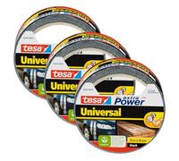 Tesa extra Power Universal Duct Tape - Nastro Adesivo a Tenuta Extraforte - Nastro Versatile per Riparare, Fissare, Sigillare e molti altri Usi - Nero - 3 Rotolo - 10 m x 50 mm