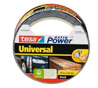 Tesa Extra Power Universale - Nastro Telato per Riparazioni, Fissaggio, Imballaggio, Marcatura e Sigillatura - Nero - 10 m x 50 mm