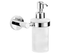 tesa® Exxcellent Soap Dispenser | Distributore di Sapone Liquido da Muro - in Vetro Smerigliato e Metallo Cromato - Soluzione Adesiva Inclusa