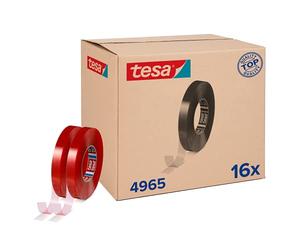 tesa fix 4965 - Nastro biadesivo in PVC, trasparente, 16 rotoli da 50 m x 15 mm