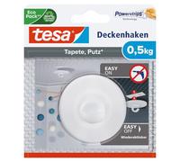 Tesa Gancio da Soffitto per Carta da Parati e Intonaco - Gancio Autoadesivo - Adatto per Montaggio Decorazioni - Tiene fino a 0.5kg per Gancio - Non Lascia Tracce