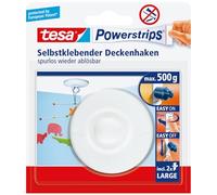 tesa Gancio da Soffitto Powerstrips - Bianco - 1 Gancio Powerstrip Inclusi | Gancio Girevole per Decorazioni a Soffitto - Con tesa Powerstrips Large, Capacità Massima 500 g