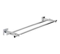 Tesa hukk - Porta asciugamani doppio, cromato, antiruggine, con soluzione adesiva, supporta fino a 12 kg, 50 mm x 700 mm x 160 mm