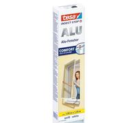 Tesa Insect Stop ALU Comfort Zanzariera per Finestre - Con Telaio Regolabile in Alluminio - Senza Perforazione - Bianco - 100 cm x 120 cm