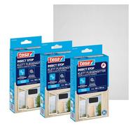 tesa Insect Stop Zanzariere Attacca & Stacca STANDARD per Finestre - Zanzariera Adesiva - Rete per Zanzariera Regolabile a Piacere - Antracite, 3x 130 cm x 150 cm