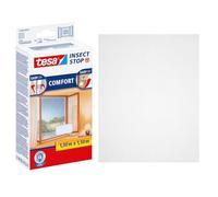 tesa Insect Stop Hook & Loop Comfort Zanzariera per Finestre, Con nastro adesivo a strappo, Rimovibile senza lasciar tracce, Lavabile e riutilizzabile, Bianco, 130 cm x 150 cm