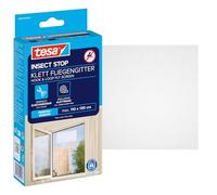 tesa Insect Stop Zanzariere Attacca & Stacca STANDARD per Finestre, Zanzariera Adesiva, Rete per Zanzariera Regolabile a Piacere, Bianco, 110 cm x 130 cm