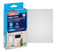 tesa INSECT STOP Zanzariera a Strappo - 110 x 130 cm - Grigia | Zanzariera Ritagliabile per Finestre - Protezione Antizanzare con Nastro a Strappo Autoadesivo - Lavabile