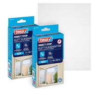 tesa Insect Stop Zanzariere Attacca & Stacca STANDARD per Finestre, Set di 2, Zanzariera Adesiva, Rete per Zanzariera Regolabile a Piacere, Bianco, 2x 150 cm x 180 cm