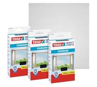 tesa INSECT STOP Zanzariera a Strappo - 3x 100 x 100 cm - Grigia | Zanzariera per Finestre in 3 Pezzi Ritagliabile - Protezione Antizanzare con Nastro a Strappo Autoadesivo - Lavabile
