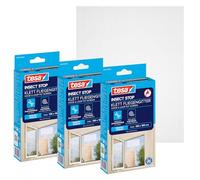 tesa INSECT STOP Zanzariera a Strappo - 3x 130 x 150 cm - Bianca | Zanzariera per Finestre in 3 Pezzi Ritagliabile - Protezione Antizanzare con Nastro a Strappo Autoadesivo - Lavabile