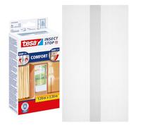 tesa INSECT STOP Zanzariera a Strappo Premium - 120 x 220 cm - Bianca | Zanzariera in 2 Pezzi per Porte (2 x 65 Cm) - Nastro a Strappo Resistente, Rimovibile Senza Residui, Leggermente Schermante