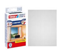 tesa INSECT STOP Zanzariera a Strappo Premium - 130 x 130 cm - Grigia | Zanzariera Ritagliabile per Finestre - Nastro a Strappo Resistente, Rimovibile Senza Residui - Trasparente