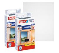 Tesa INSECT STOP Zanzariera a Strappo Premium - 2x 100 x 100 cm - Grigia | Zanzariera in 2 Pezzi Ritagliabile per Finestre - Nastro a Strappo Resistente, Rimovibile Senza Residui - Trasparente
