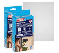 Tesa INSECT STOP Zanzariera a Strappo Premium - 2x 130 x 130 cm - Grigia | Zanzariera in 2 Pezzi Ritagliabile per Finestre - Nastro a Strappo Resistente, Rimovibile Senza Residui - Trasparente