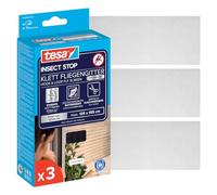 tesa INSECT STOP Zanzariera a Strappo Premium - 3x 135 x 155 cm - Grigia | Zanzariera in 3 Pezzi Ritagliabile per Finestre - Nastro a Strappo Resistente, Rimovibile Senza Residui - Trasparente