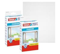 tesa Insect Stop Zanzariere Attacca & Stacca STANDARD per Finestre, Set di 2, Zanzariera Adesiva, Rete per Zanzariera Regolabile a Piacere, Bianco, 2x 150 cm x 180 cm