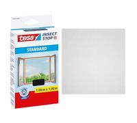 tesa Insect Stop Zanzariere Attacca & Stacca STANDARD per Finestre, Zanzariera Adesiva, Rete per Zanzariera Regolabile a Piacere, Antracite, 100 cm x 100 cm
