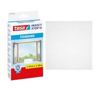 tesa Insect Stop Zanzariere Attacca & Stacca STANDARD per Finestre, Zanzariera Adesiva, Rete per Zanzariera Regolabile a Piacere, Bianco, 110 cm x 130 cm